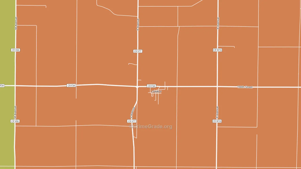 Conroy, IA Map of Drug-Related Crime Rates