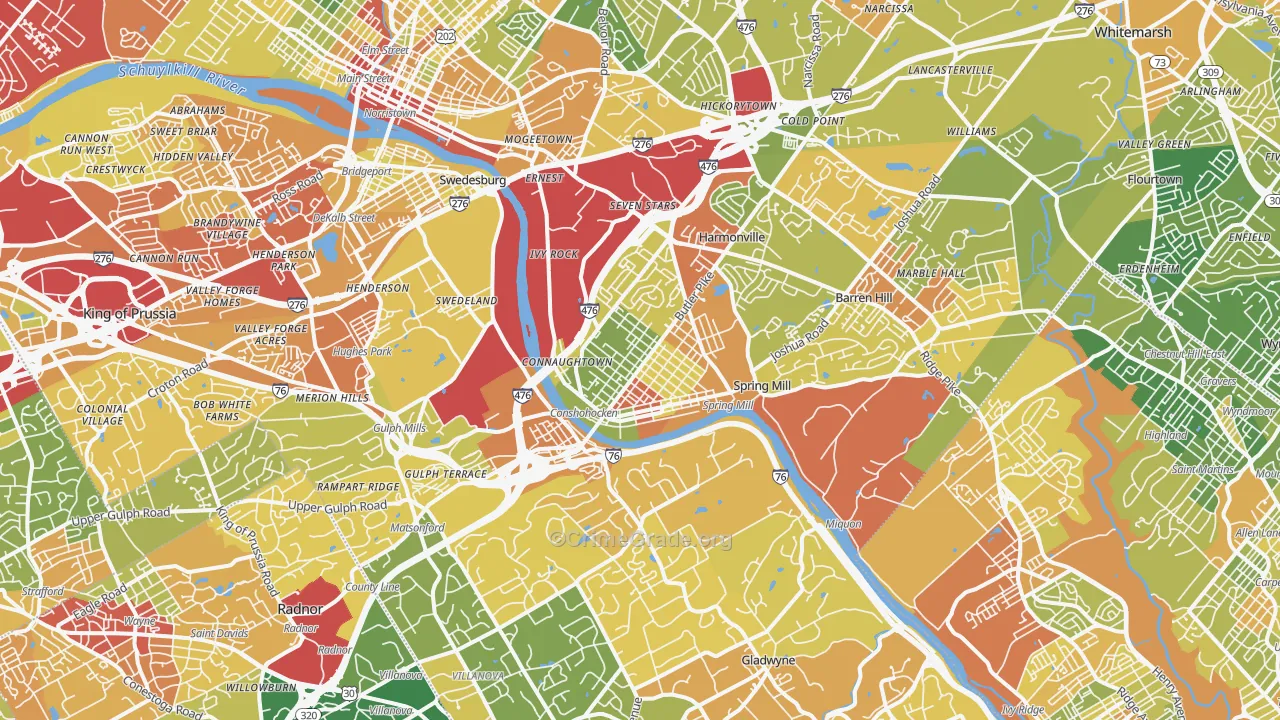 Conshohocken, PA Map of Drug-Related Crime Rates