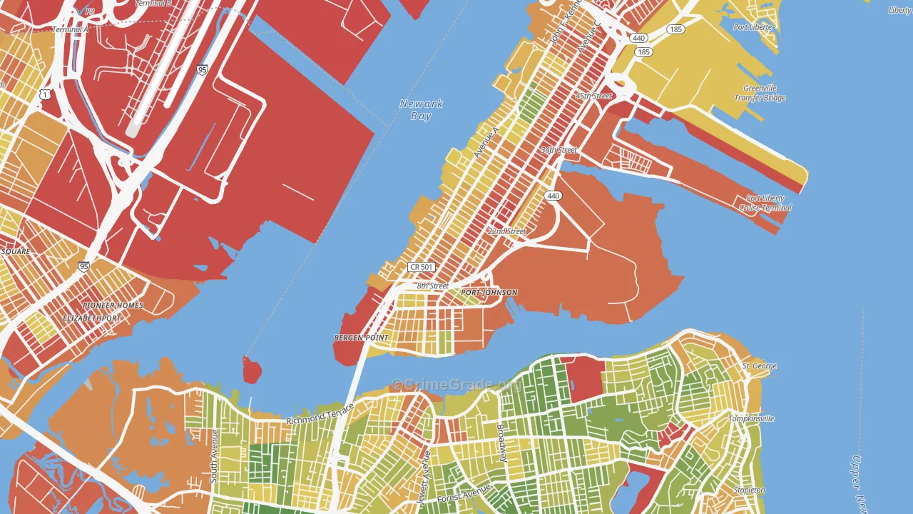 Constable Hook, Bayonne, NJ Map of Drug-Related Crime Rates