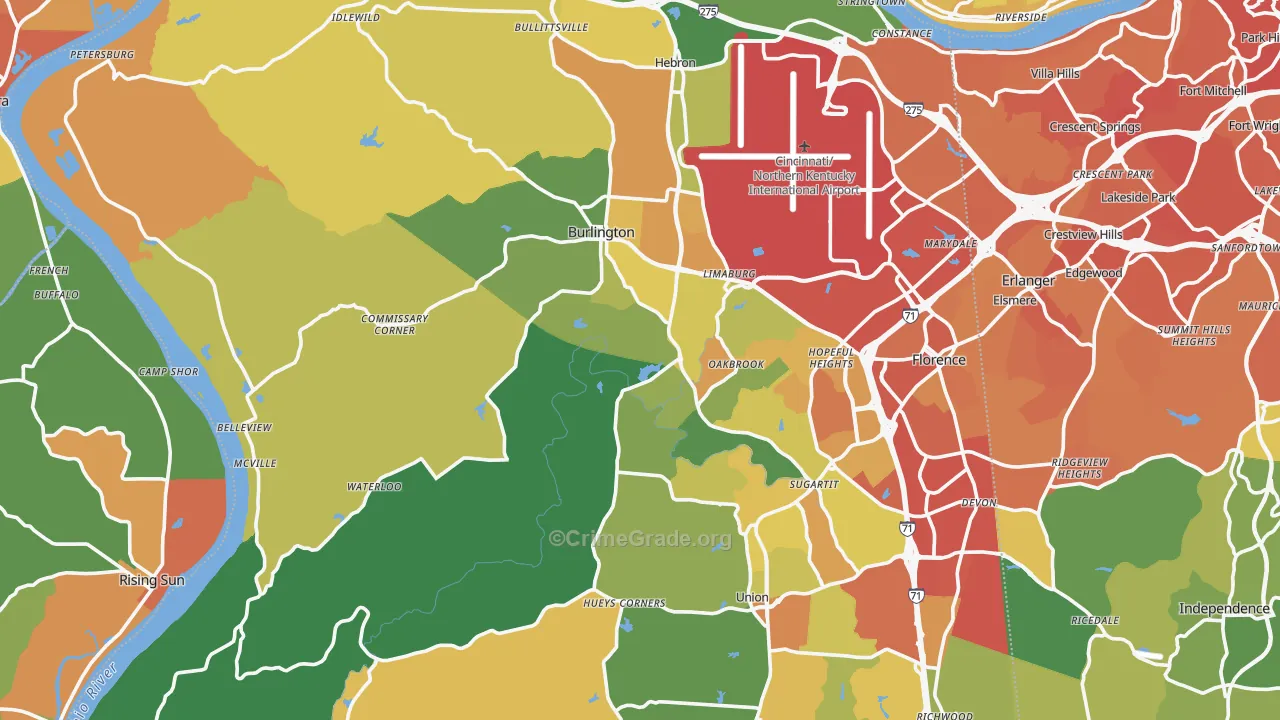 Constance, KY Map of Drug-Related Crime Rates