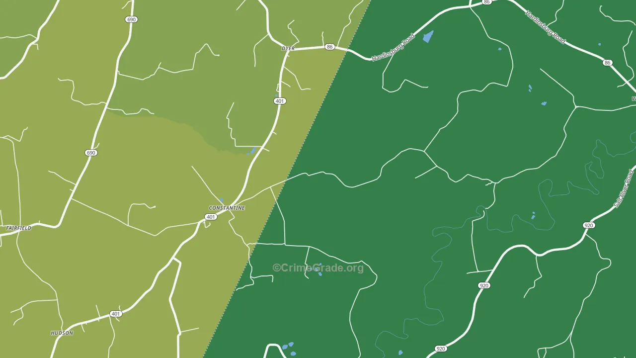 Constantine, KY Map of Drug-Related Crime Rates