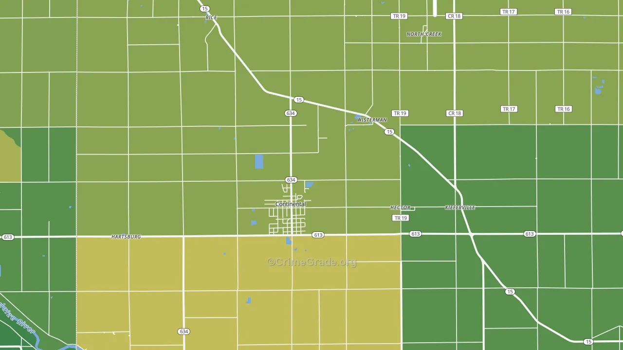 Continental, OH Map of Drug-Related Crime Rates
