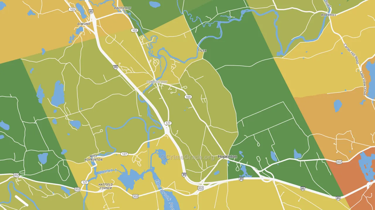 Contoocook, NH Map of Drug-Related Crime Rates