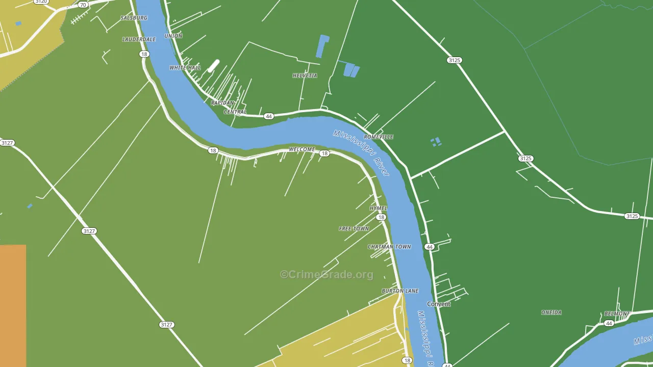 Convent, LA Map of Drug-Related Crime Rates