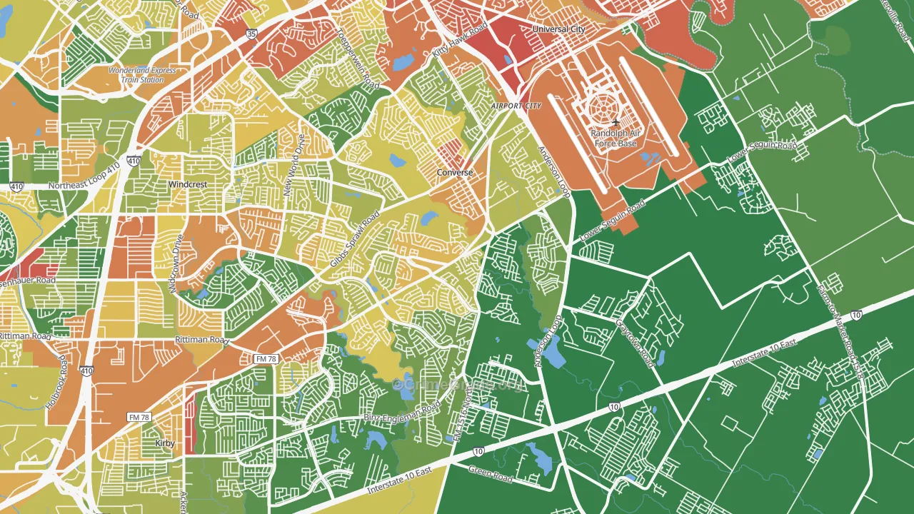 Converse, TX Map of Drug-Related Crime Rates