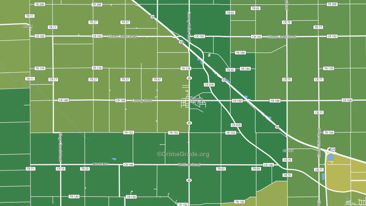 Convoy, OH Map of Drug-Related Crime Rates