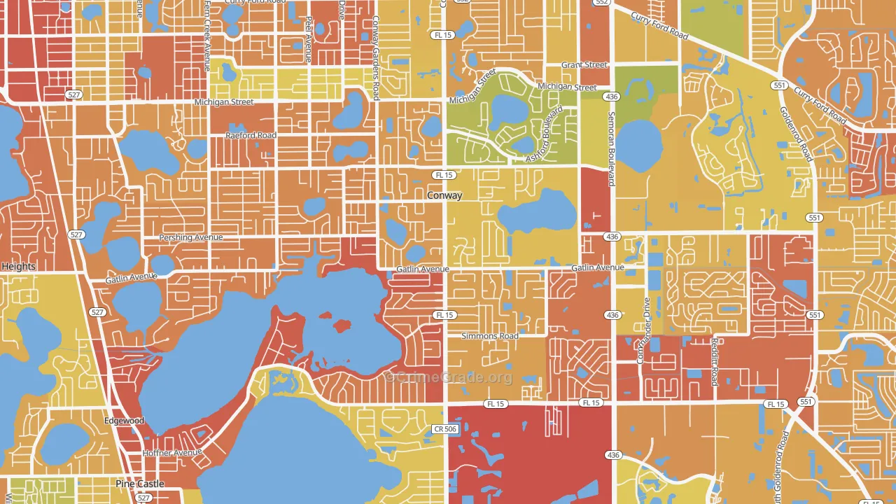 Conway, FL Map of Drug-Related Crime Rates