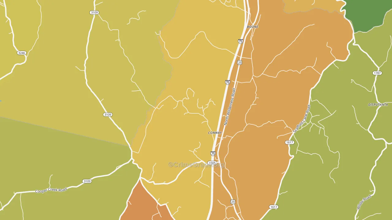 Conway, KY Map of Drug-Related Crime Rates