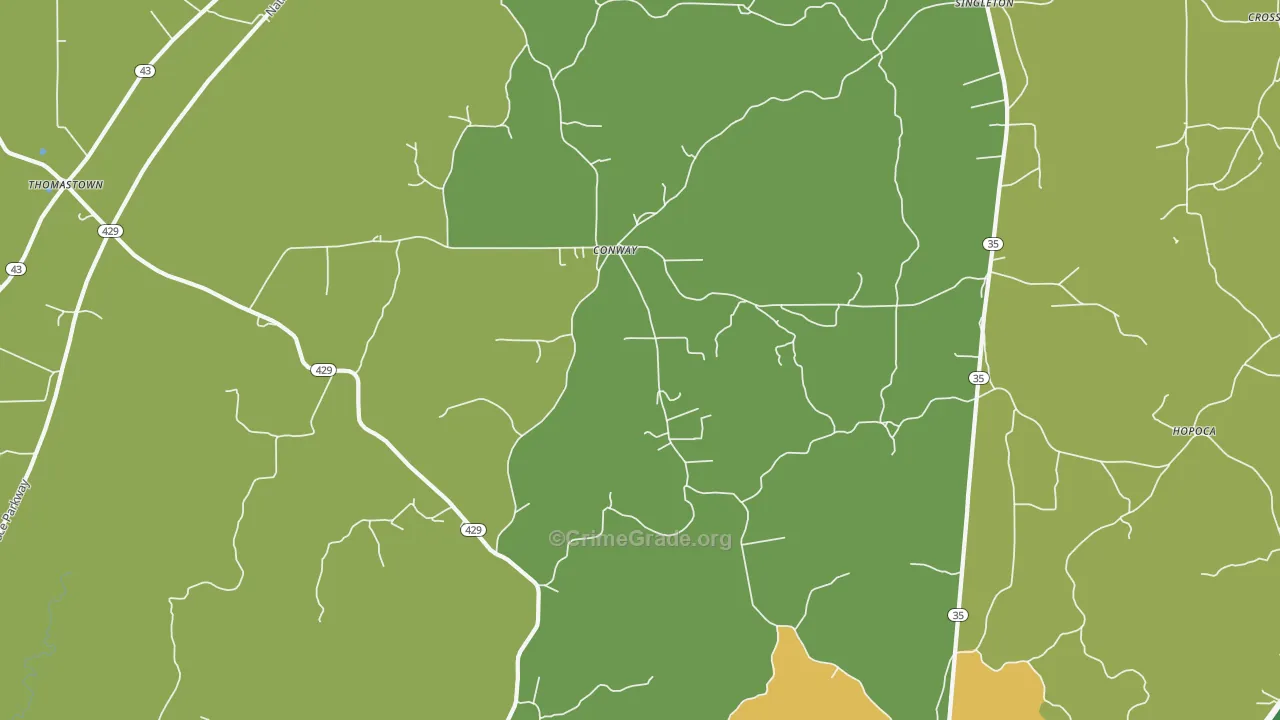 Conway, MS Map of Drug-Related Crime Rates