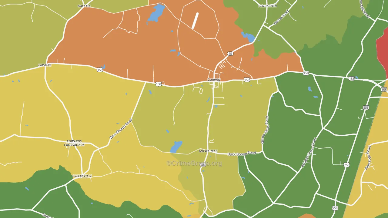 Conway, NC Map of Drug-Related Crime Rates