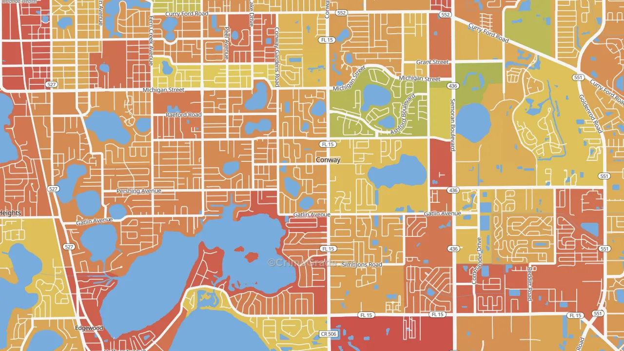 Conway, Orlando, FL Map of Drug-Related Crime Rates