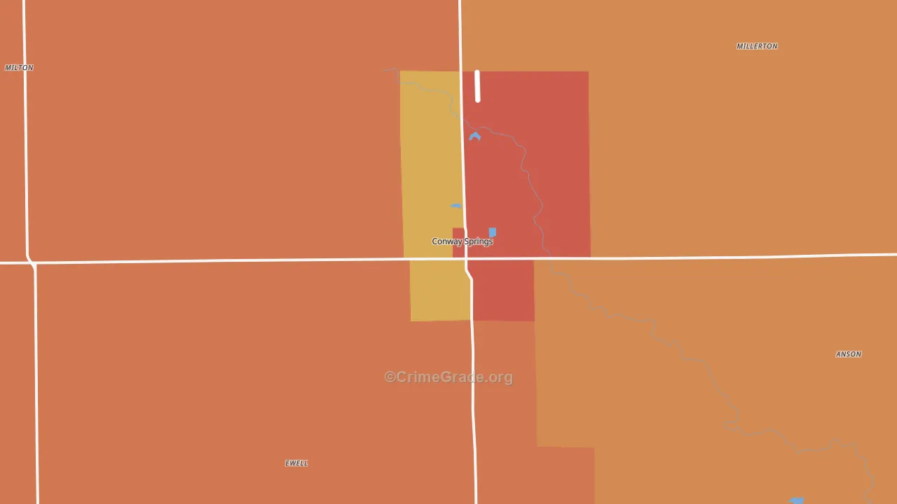 Conway Springs, KS Map of Drug-Related Crime Rates