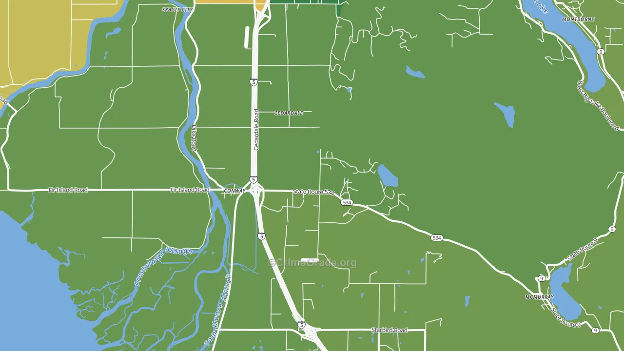Conway, WA Map of Drug-Related Crime Rates