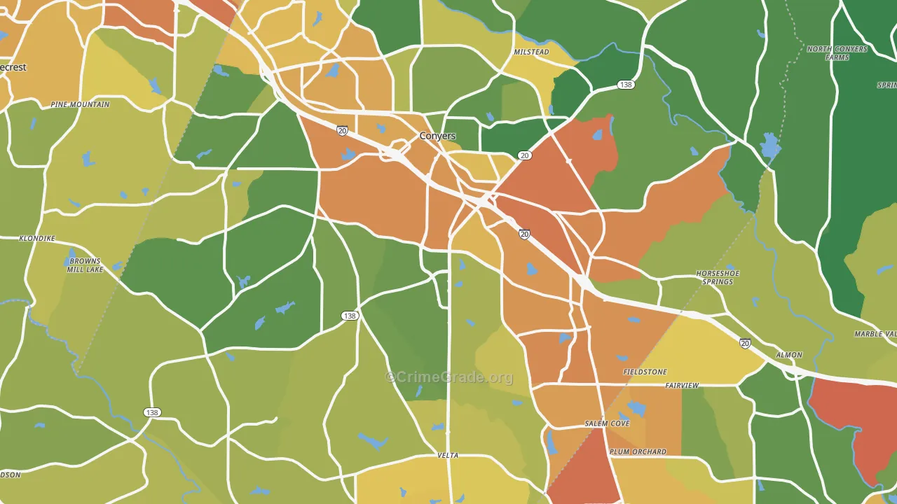 Conyers, GA Map of Drug-Related Crime Rates