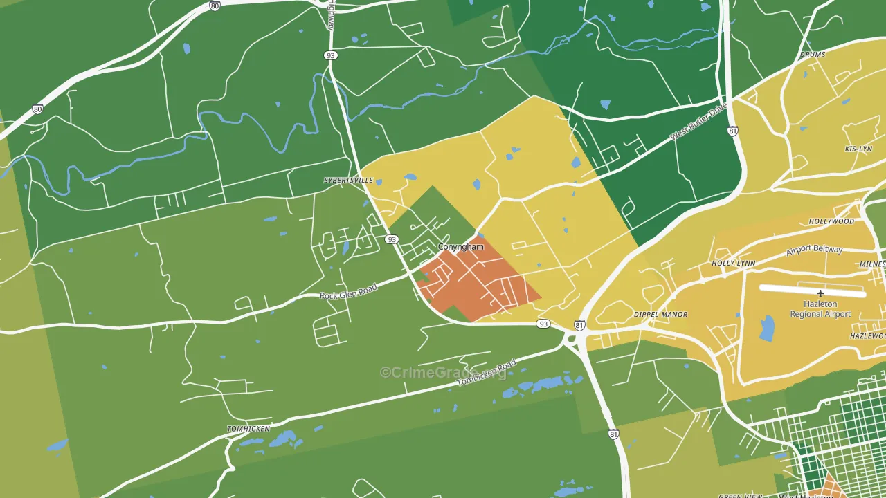 Conyngham, PA Map of Drug-Related Crime Rates
