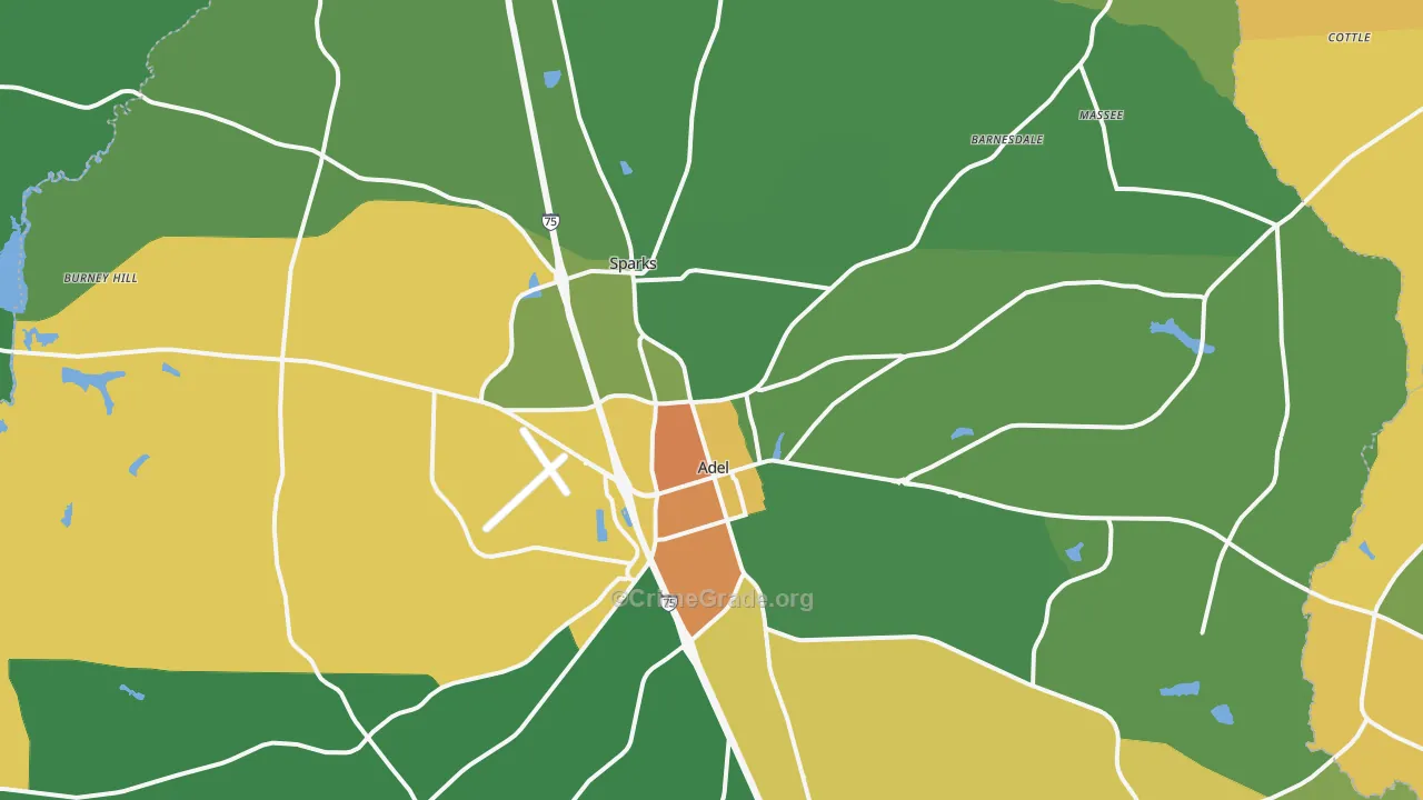Cook County, GA Map of Drug-Related Crime Rates