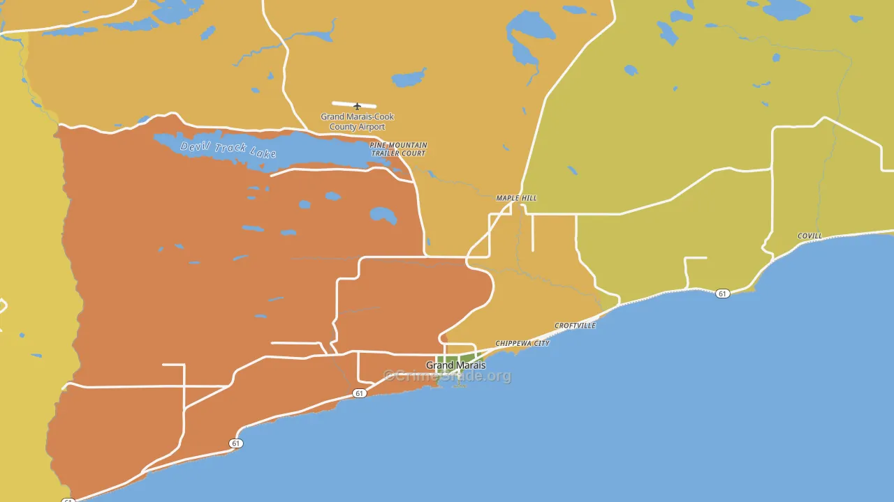 Cook County, MN Map of Drug-Related Crime Rates