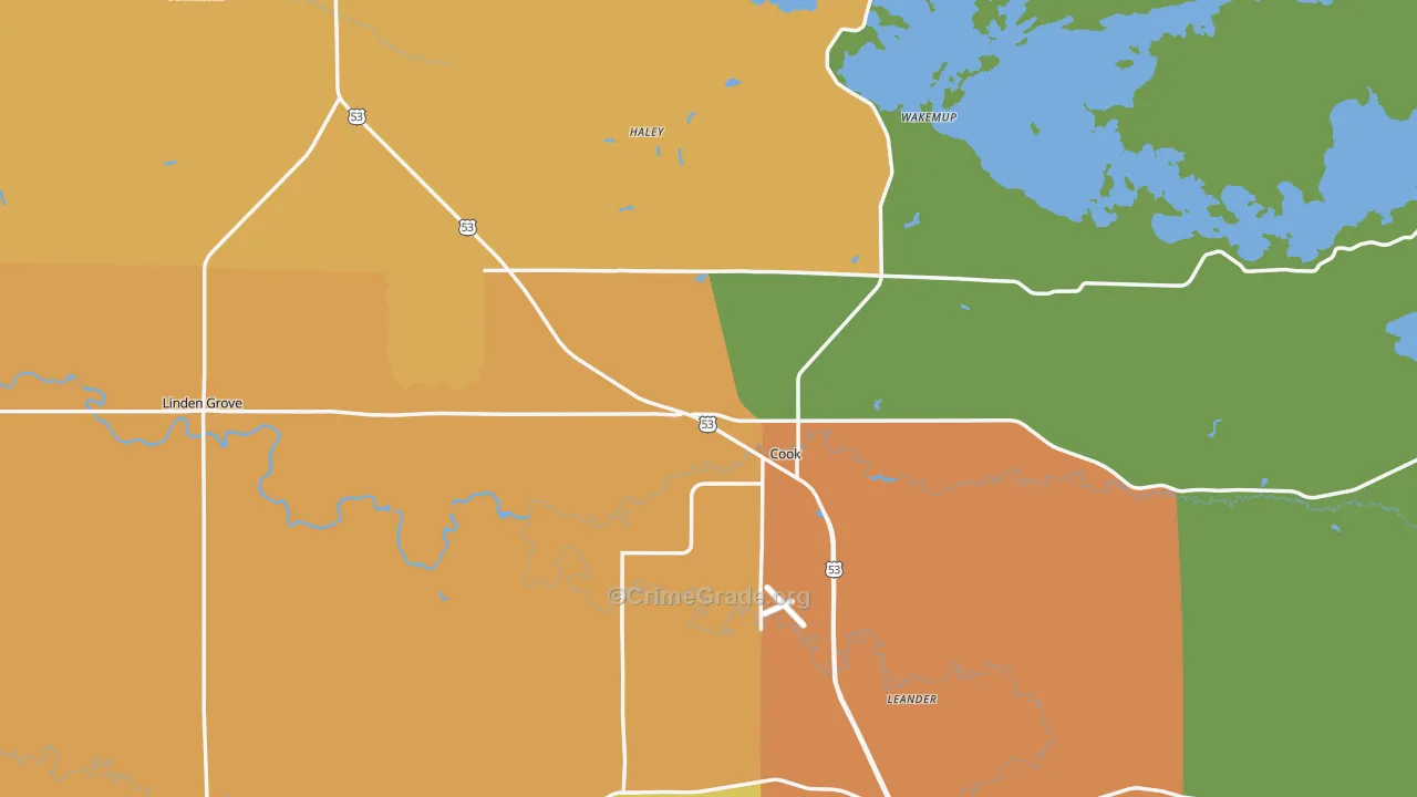 Cook, MN Map of Drug-Related Crime Rates