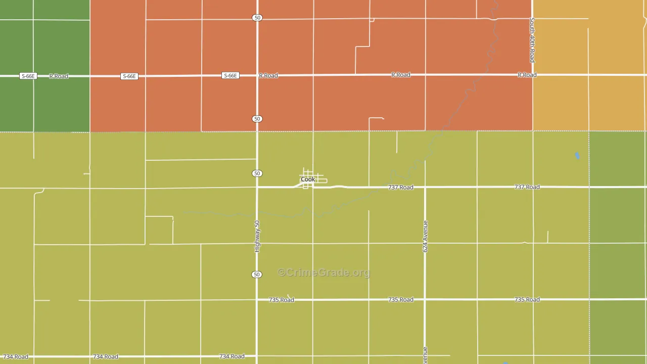 Cook, NE Map of Drug-Related Crime Rates