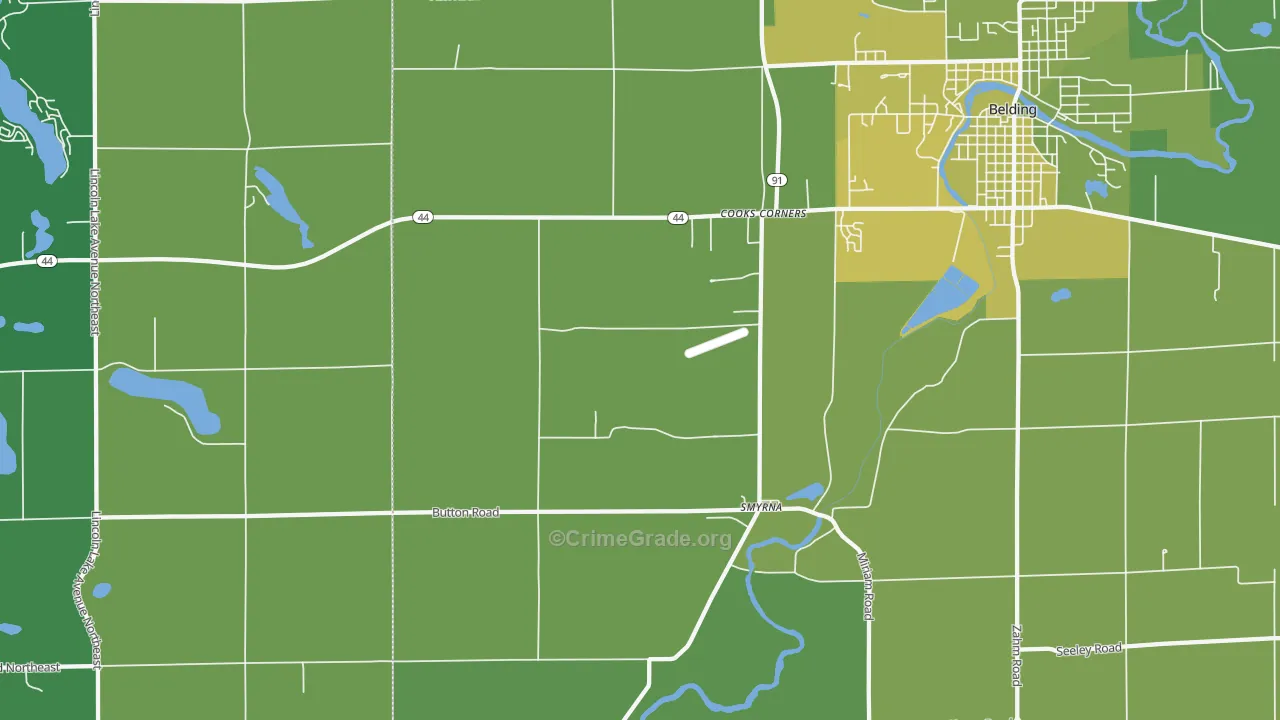 Cooks Corners, MI Map of Drug-Related Crime Rates