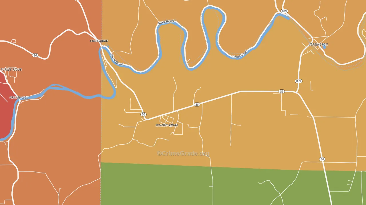 Cooksburg, PA Map of Drug-Related Crime Rates