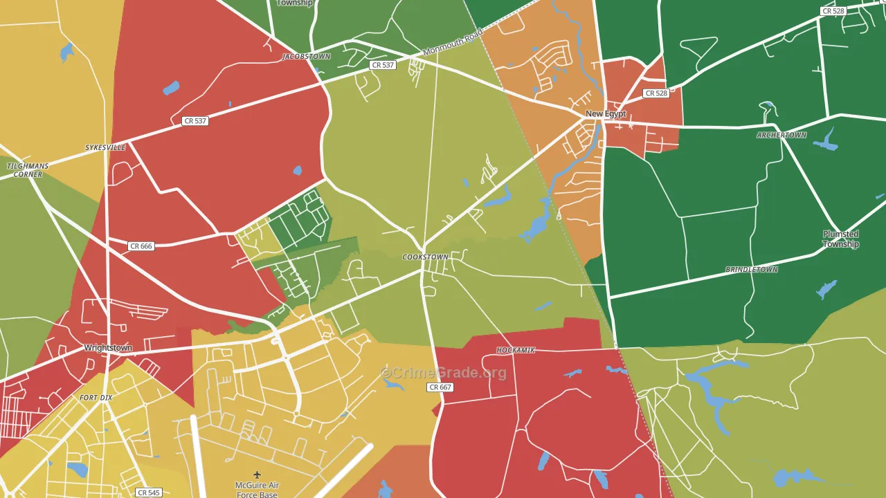 Cookstown, NJ Map of Drug-Related Crime Rates
