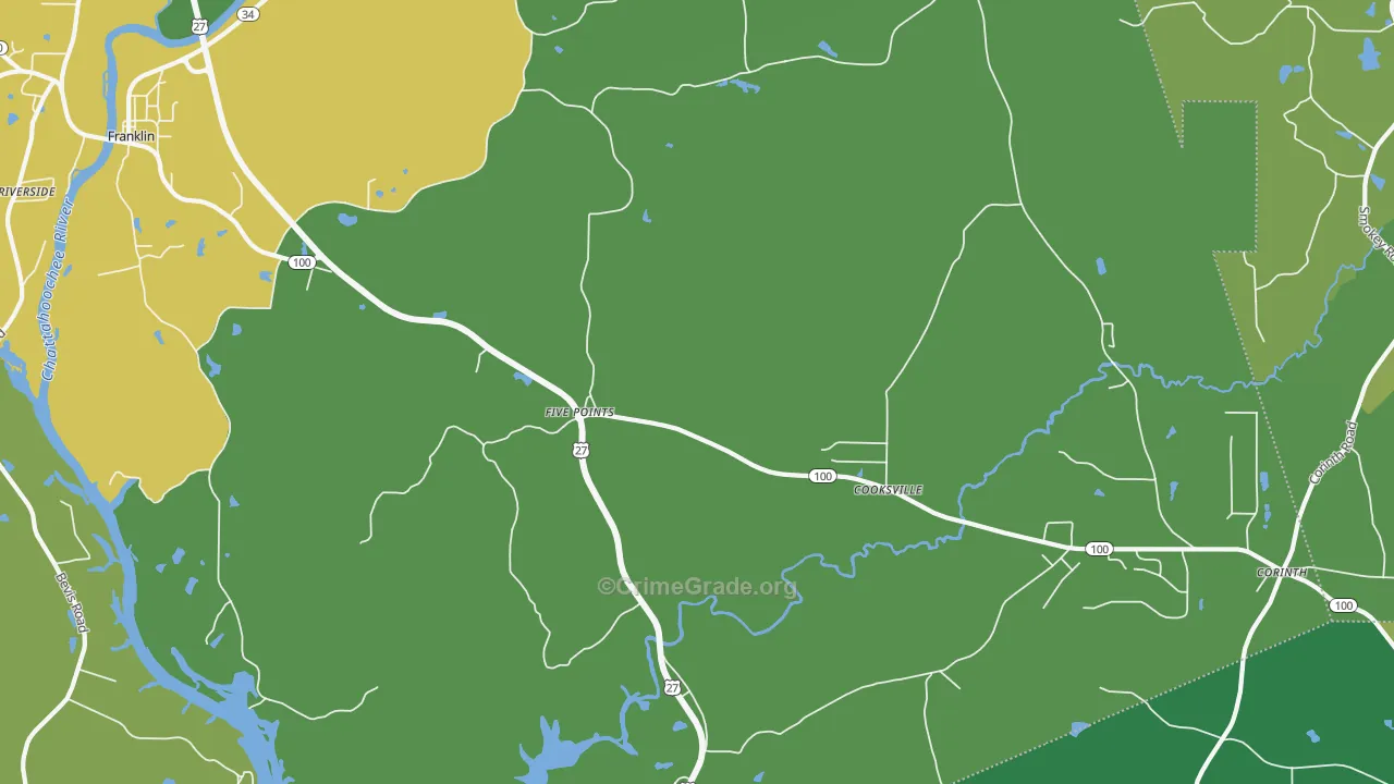 Cooksville, GA Map of Drug-Related Crime Rates