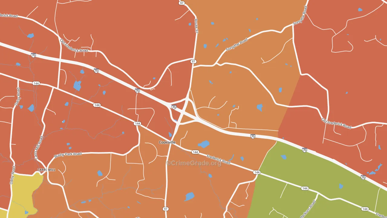 Cooksville, MD Map of Drug-Related Crime Rates