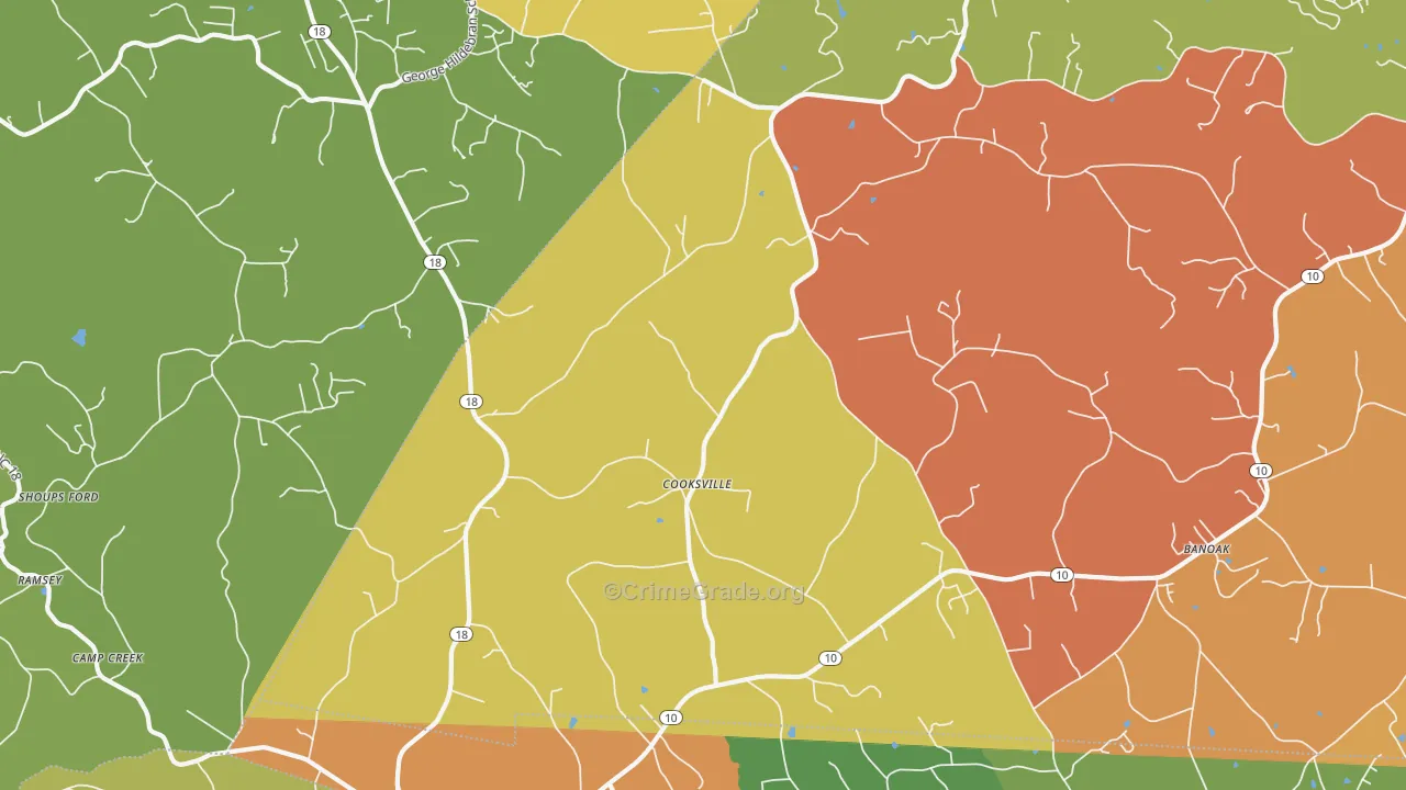 Cooksville, NC Map of Drug-Related Crime Rates