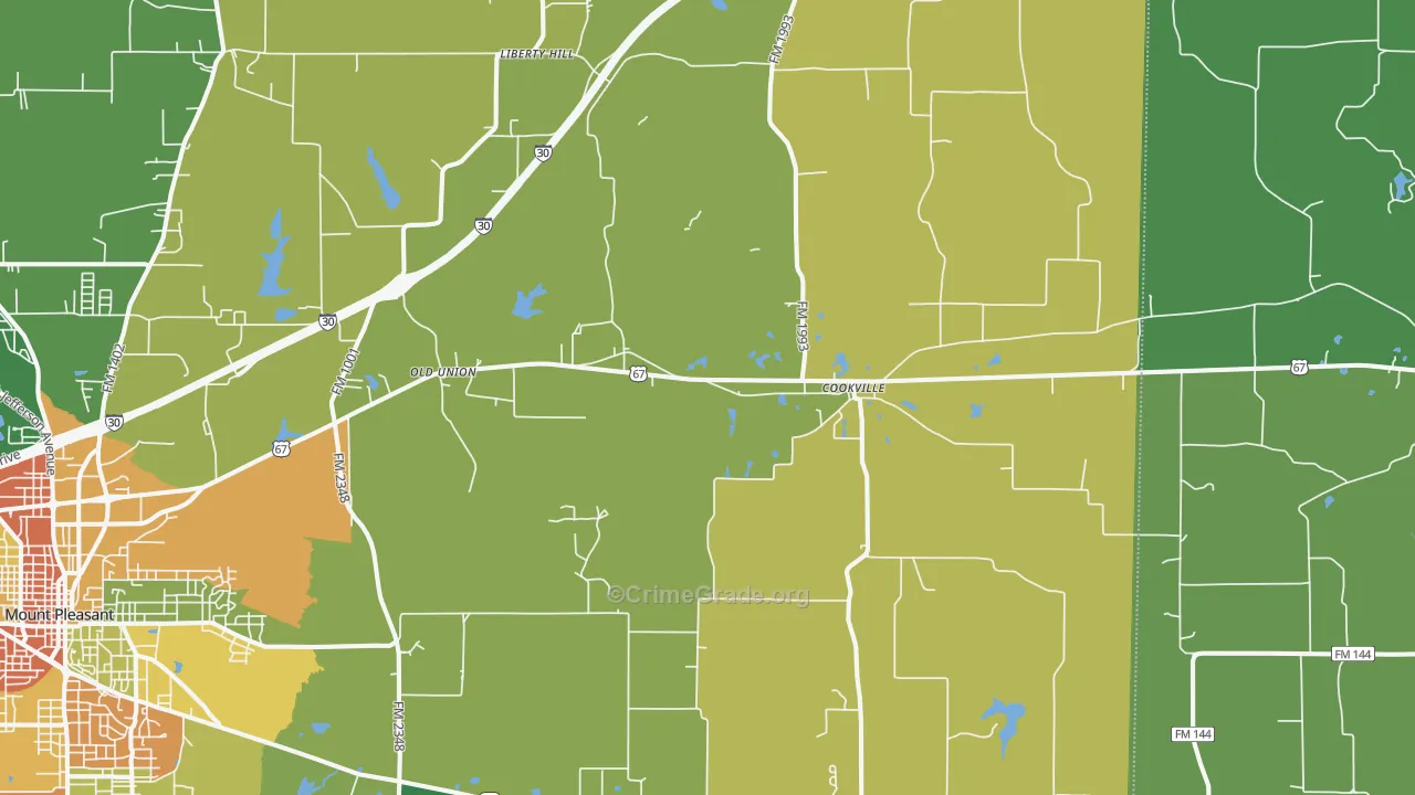 Cookville, TX Map of Drug-Related Crime Rates