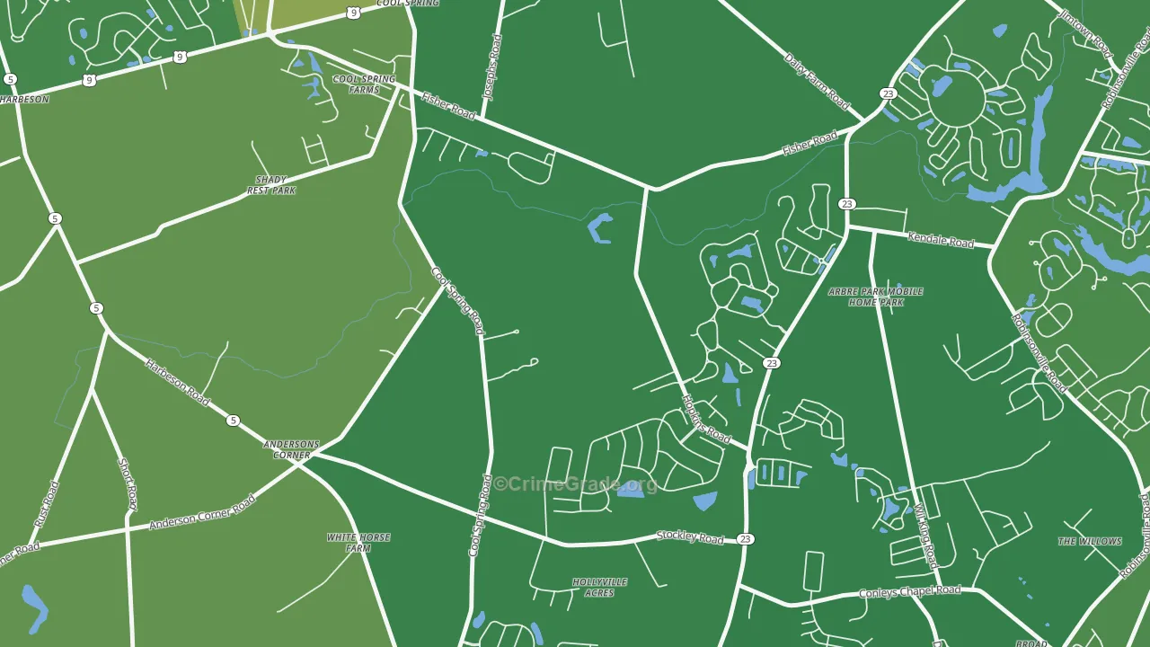 Cool Spring, DE Map of Drug-Related Crime Rates