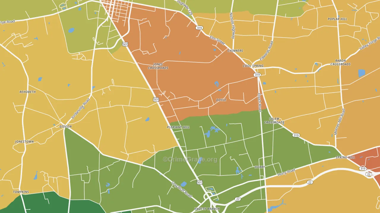 Cool Spring, SC Map of Drug-Related Crime Rates
