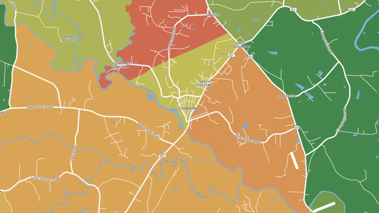 Cooleemee, NC Map of Drug-Related Crime Rates