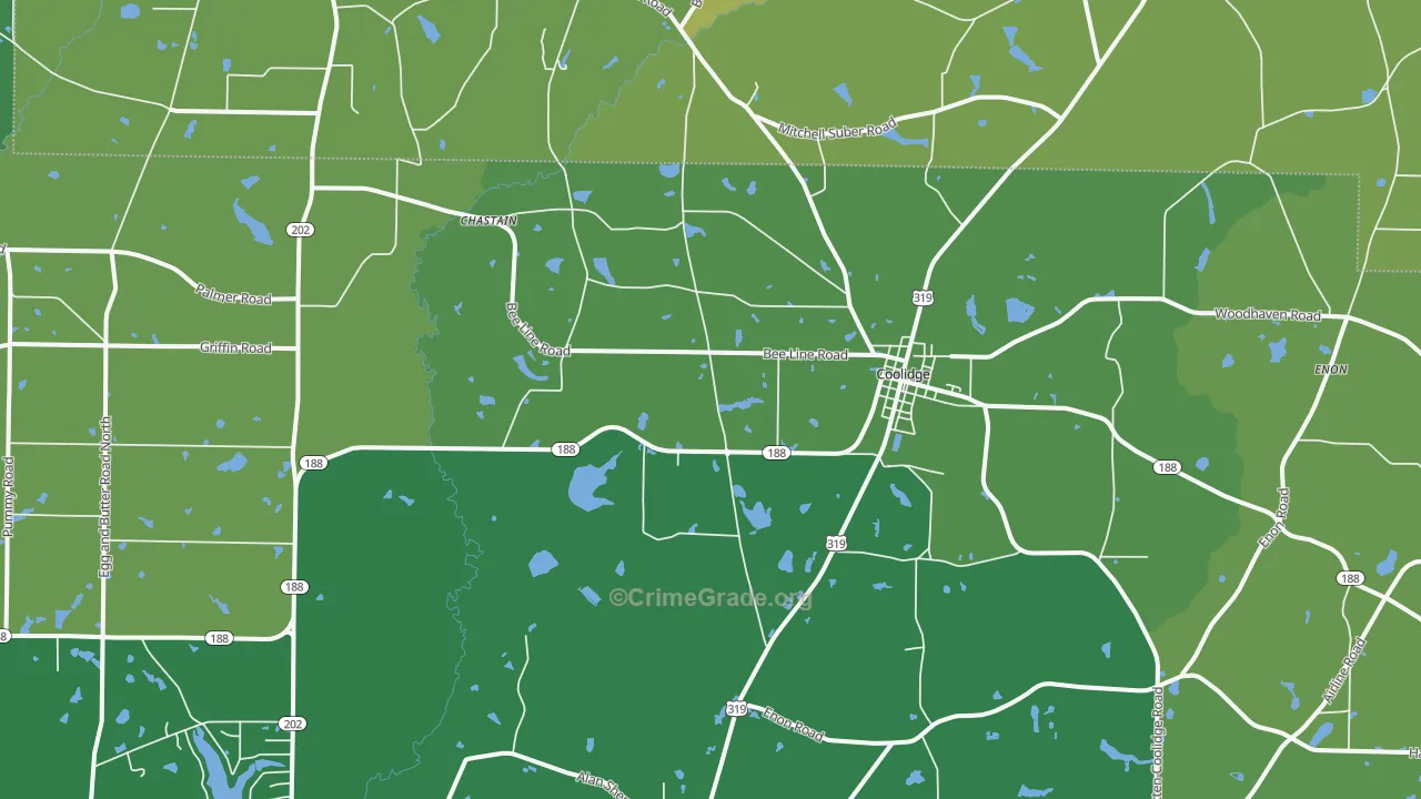 Coolidge, GA Map of Drug-Related Crime Rates