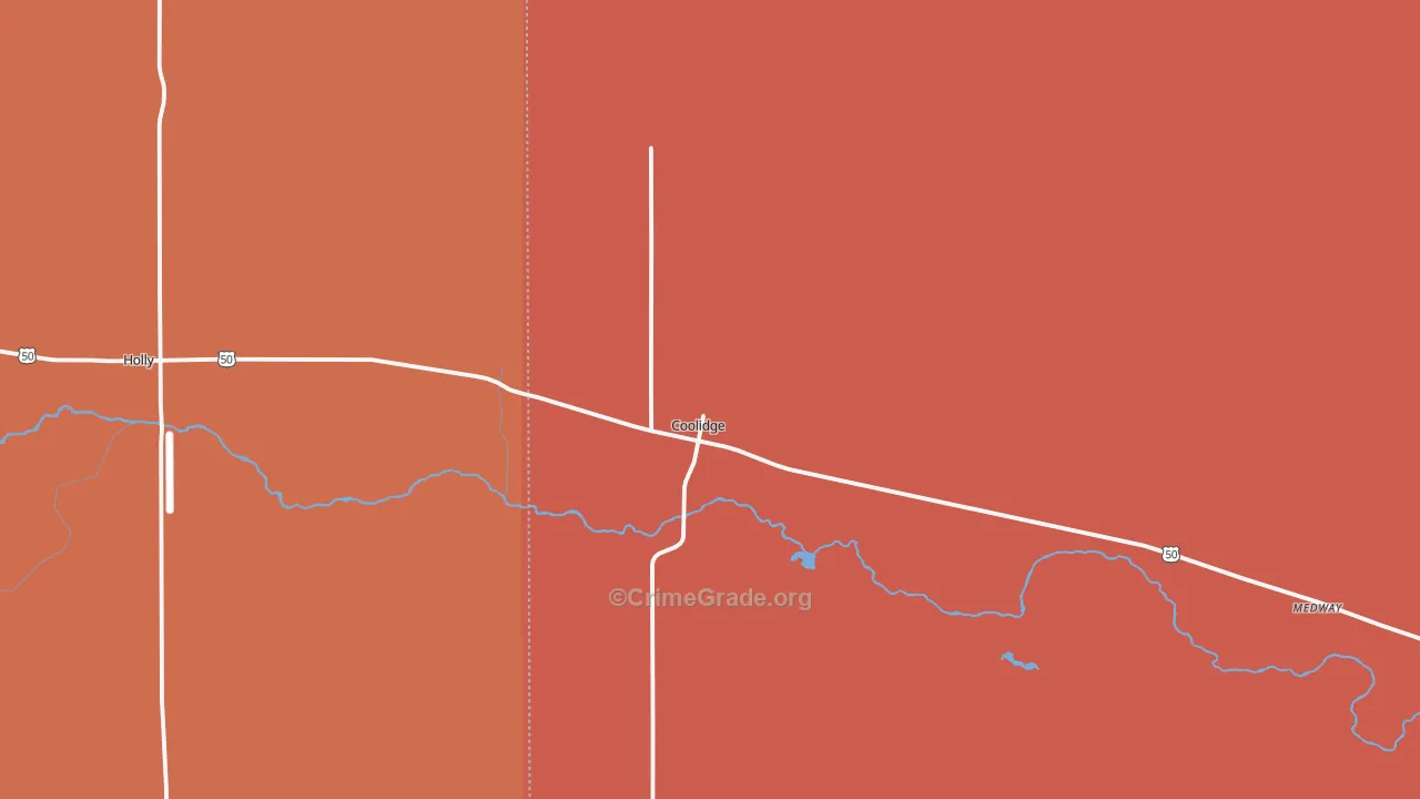 Coolidge, KS Map of Drug-Related Crime Rates
