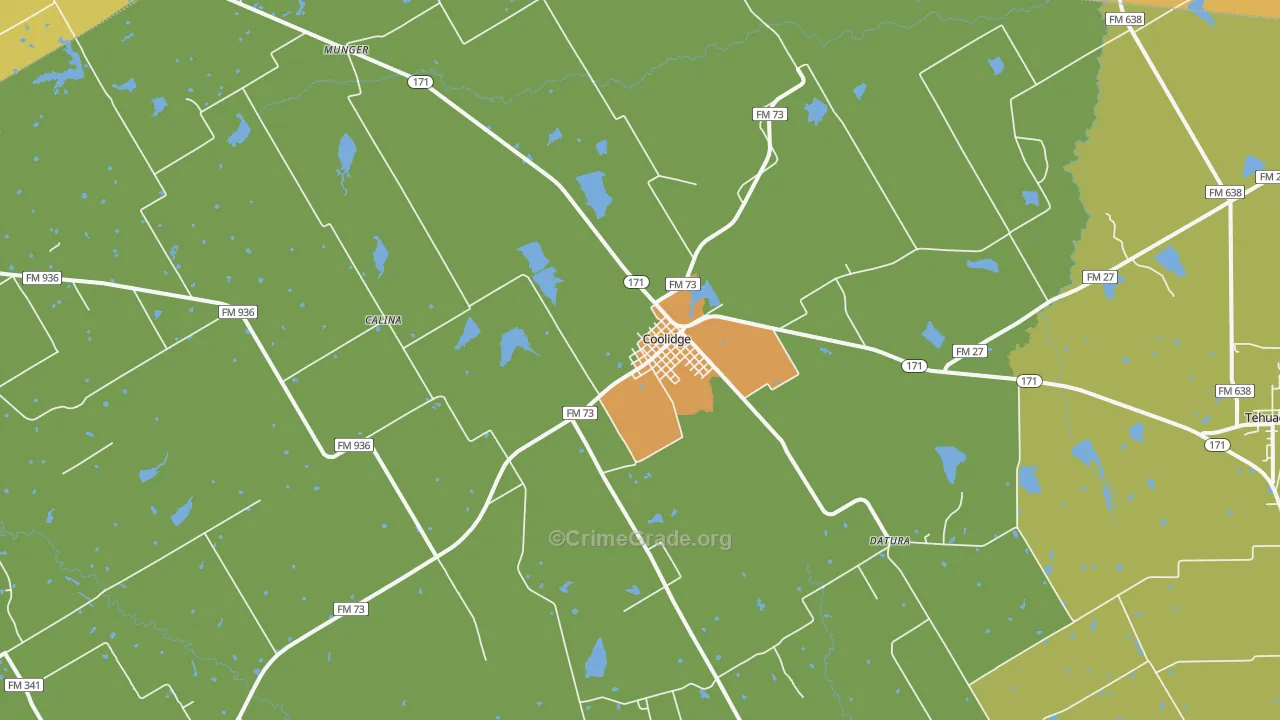 Coolidge, TX Map of Drug-Related Crime Rates