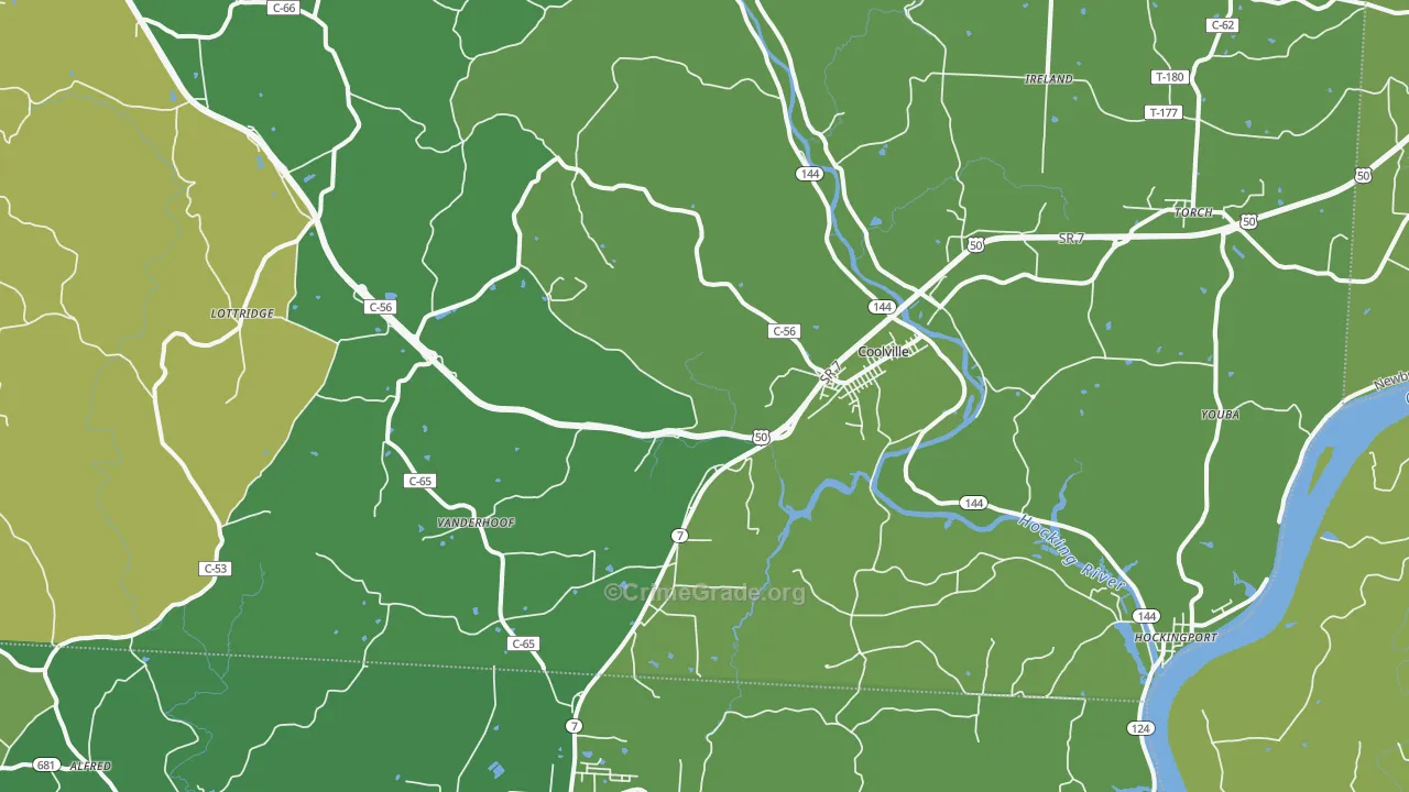 Coolville, OH Map of Drug-Related Crime Rates