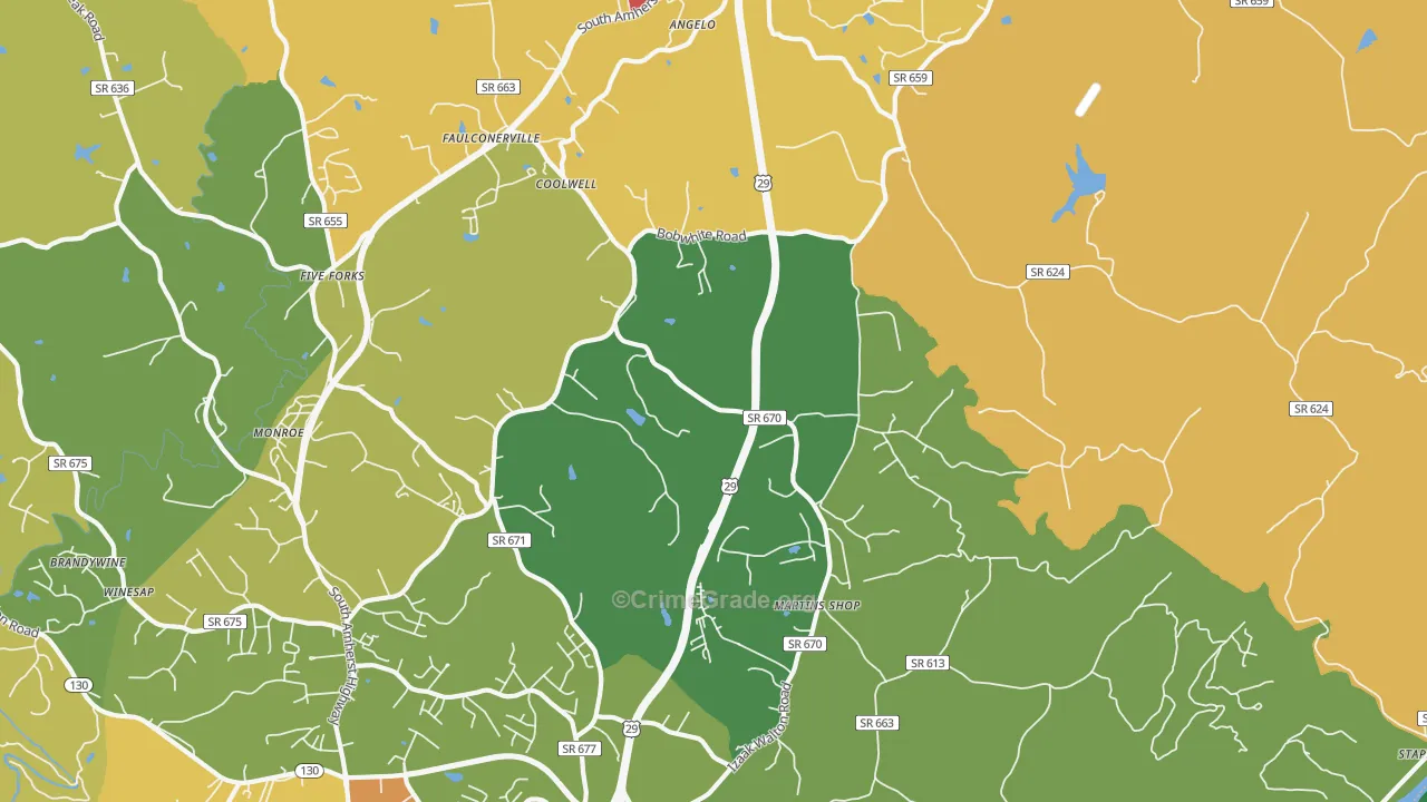 Coolwell, VA Map of Drug-Related Crime Rates