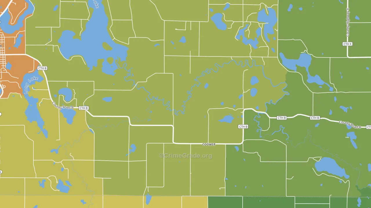 Coomer, WI Map of Drug-Related Crime Rates