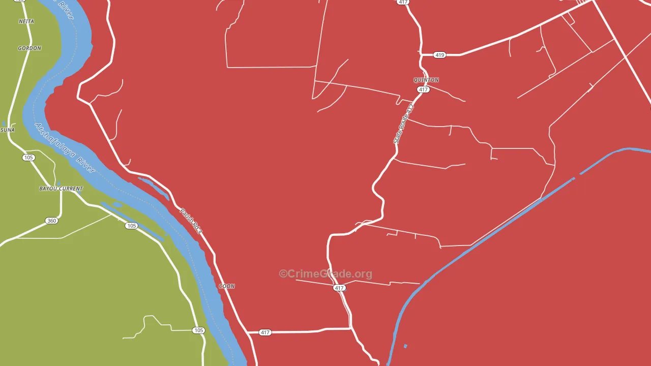 Coon, LA Map of Drug-Related Crime Rates