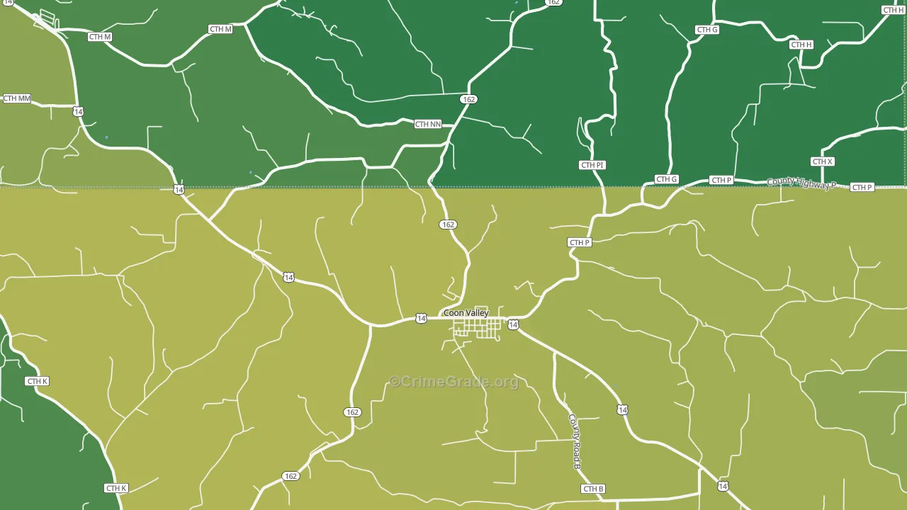 Coon Valley, WI Map of Drug-Related Crime Rates