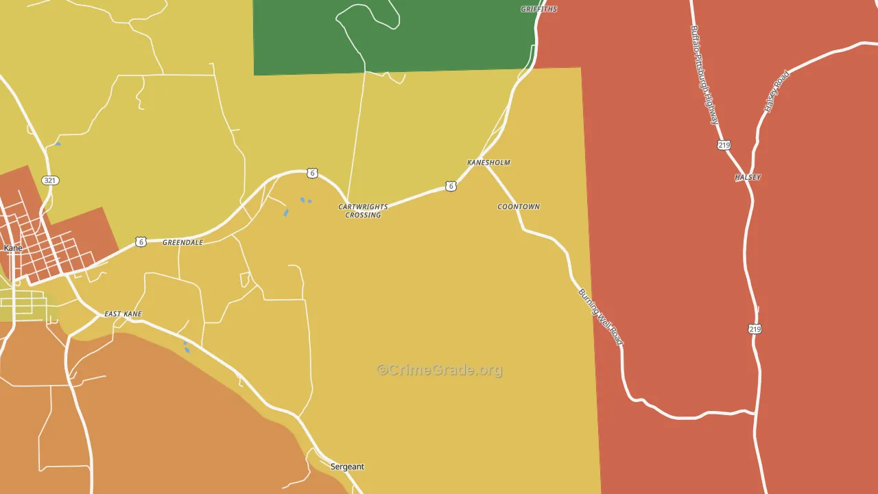 Coontown, PA Map of Drug-Related Crime Rates