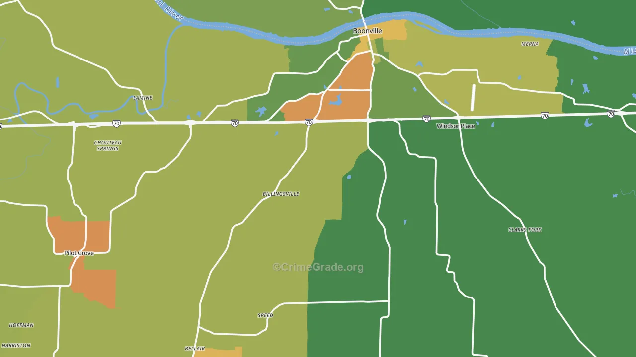 Cooper County, MO Map of Drug-Related Crime Rates