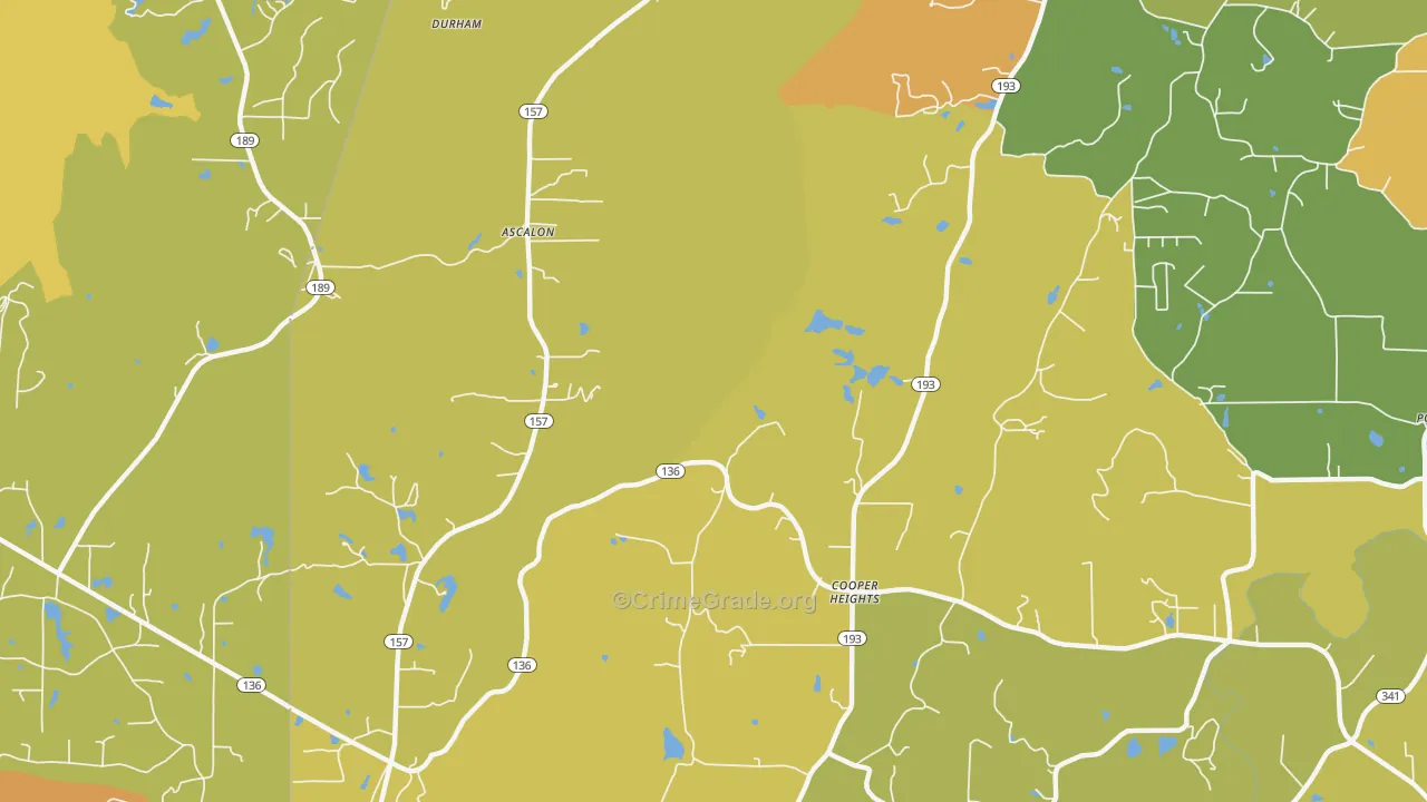 Cooper Heights, GA Map of Drug-Related Crime Rates