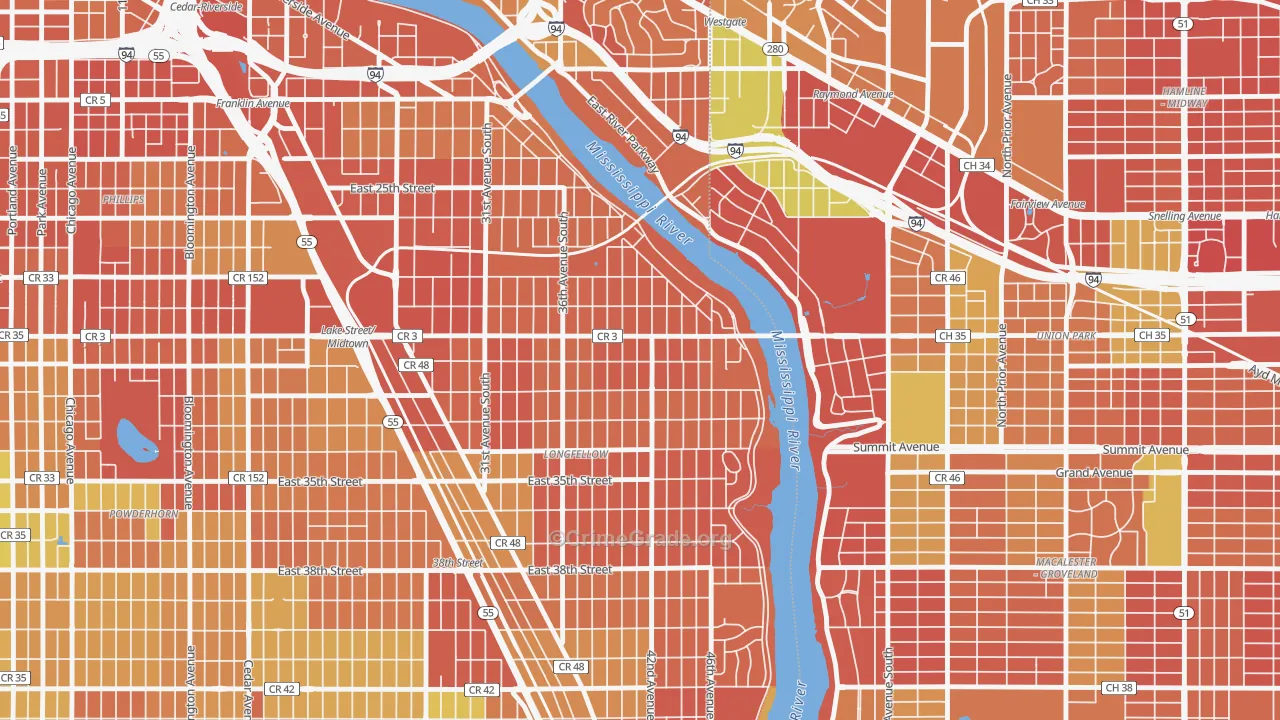 Cooper, Minneapolis, MN Map of Drug-Related Crime Rates