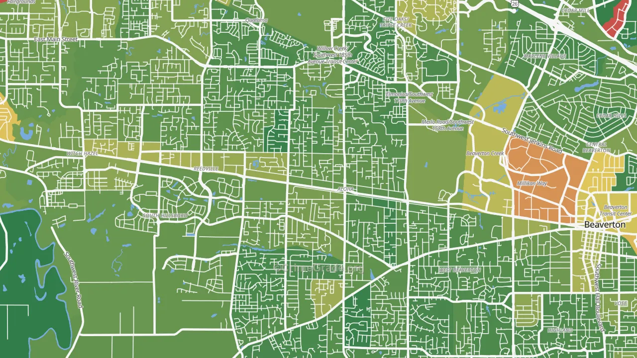 Cooper Mountain-Aloha North, Aloha, OR Map of Drug-Related Crime Rates