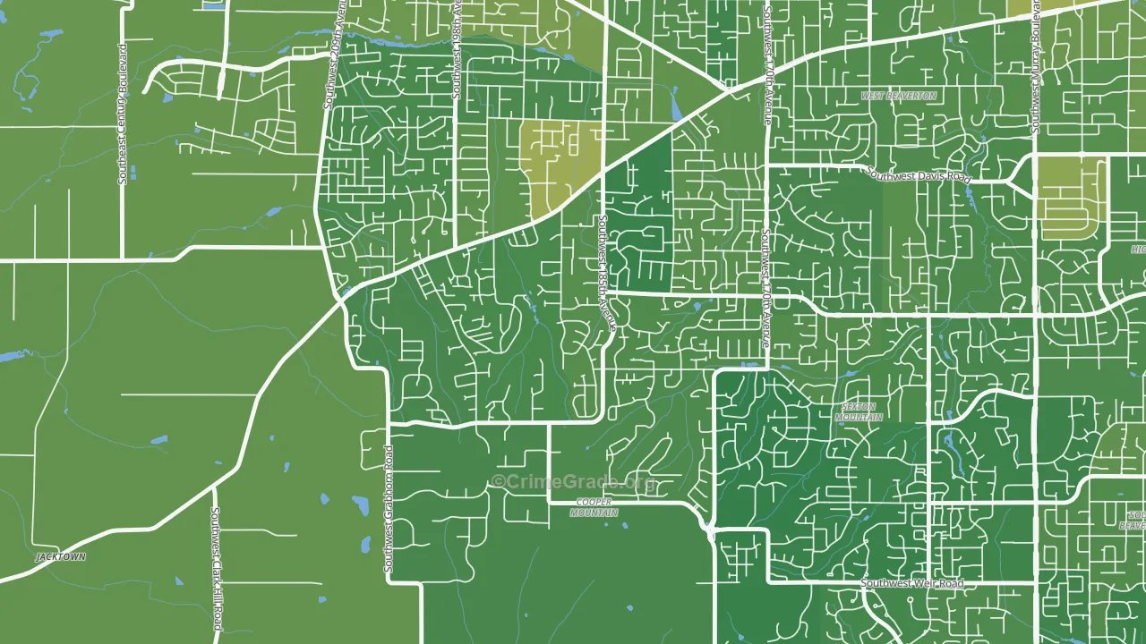 Cooper Mountain Aloha South, Beaverton, OR Map of Drug-Related Crime Rates
