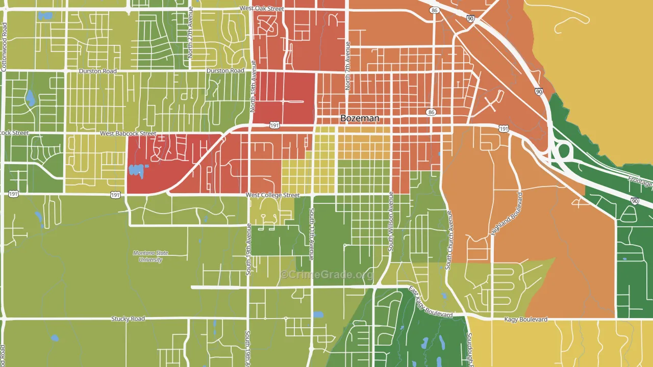 Cooper Park, Bozeman, MT Map of Drug-Related Crime Rates