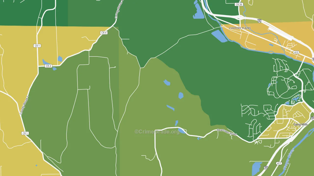 Coopers Plains, NY Map of Drug-Related Crime Rates