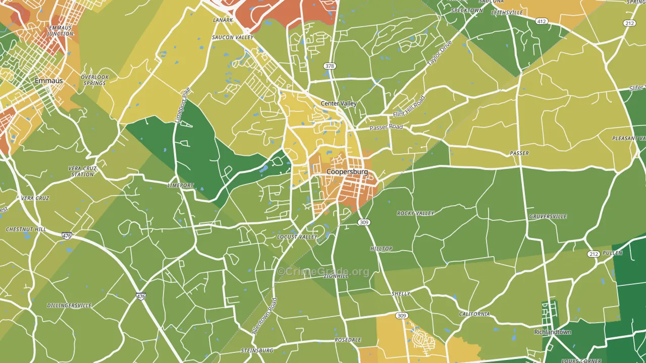 Coopersburg, PA Map of Drug-Related Crime Rates